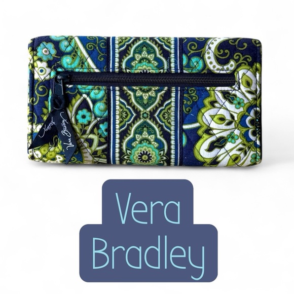 Vera Bradley Handbags - Vera Bradley Women's Zip Wallet Blue Floral Rhythm and Blues